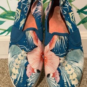Elegant Floral Blue Loafers
